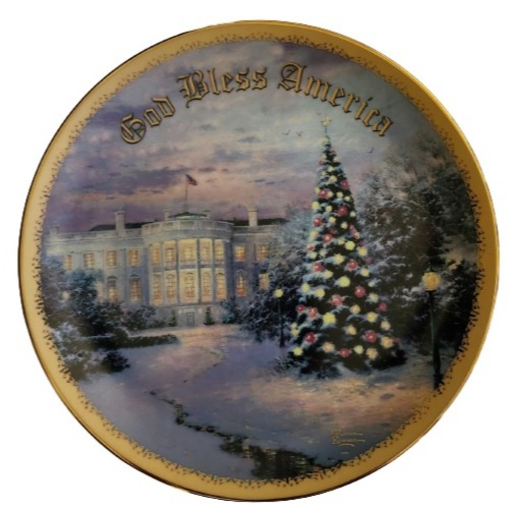 2001 Bradford Exchange Plate Thomas Kinkade God Bless America Lights of Liberty